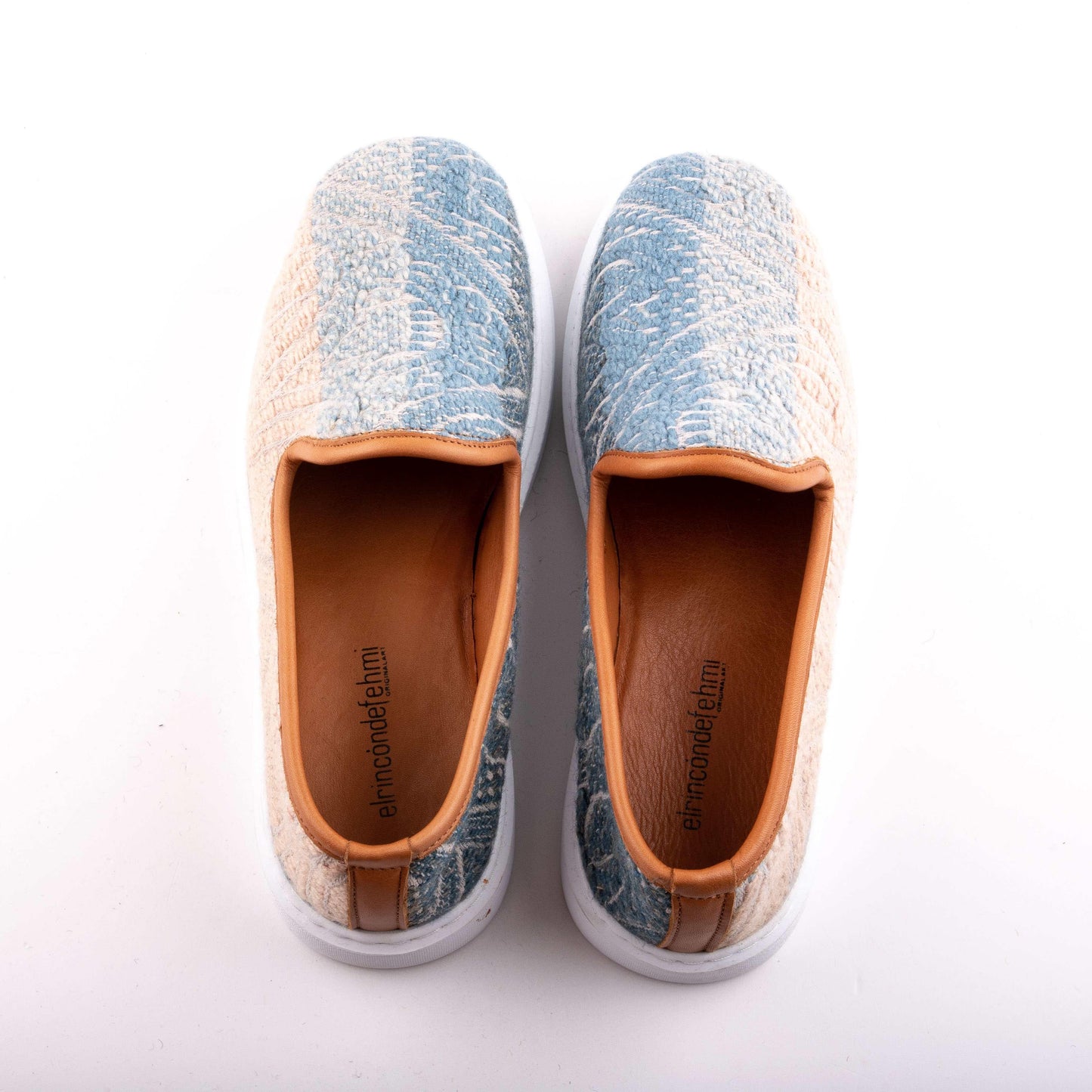 Ethnic Man Slip-On Shoes Crafted From Handmade Kilim and Real Leather Size 11.5 Base Width: 10,5 cm - Base Length: 31,5 cm