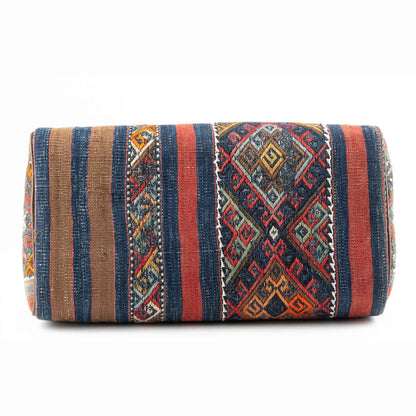 Handmade Kilim Real Leather Unique Travel Bag Leather Strap Zipper Closure Lined