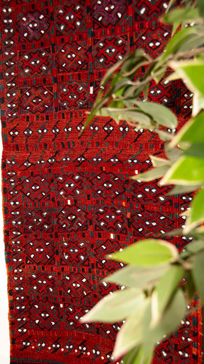Handmade Oriental Unique Herki Cicim Runner Kilim 53 X 181 Cm - 1' 9'' X 6' Red C014