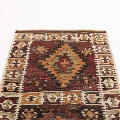 Oriental Kilim Anatolian Handmade Wool On Wool 120 X 168 Cm - 4' X 5' 7'' Brown C005 ER01