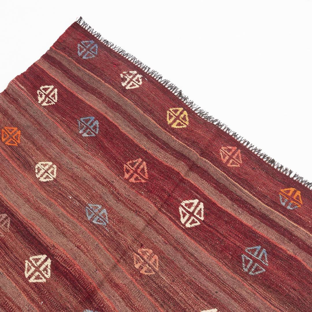 Oriental Kilim Anatolian Handmade Wool On Wool 143 X 293 Cm - 4' 9'' X 9' 8'' Burgundy C021 ER12