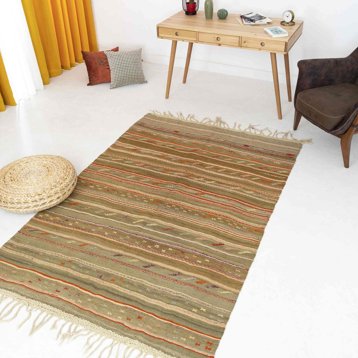 Oriental Kilim Anatolian Handmade Wool On Wool 146 X 212 Cm - 4' 10'' X 7' Multicolor C016 ER12