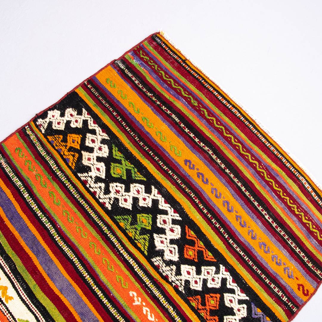 Oriental Kilim Anatolian Handmade Wool On Wool 87 X 93 Cm - 2' 11'' X 3' 1'' Multicolor C016 ER01