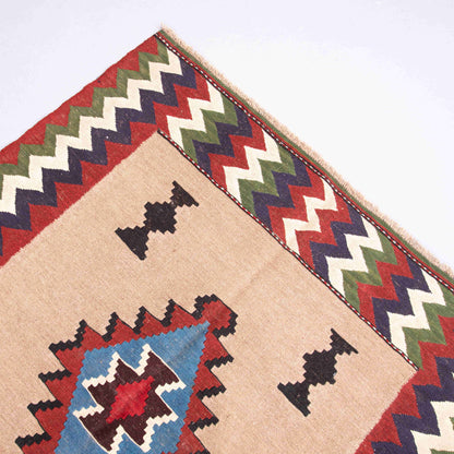 Oriental Kilim Anatolian Handmade Wool On Wool 126 X 145 Cm - 4' 2'' X 4' 10'' Stone C009 ER01