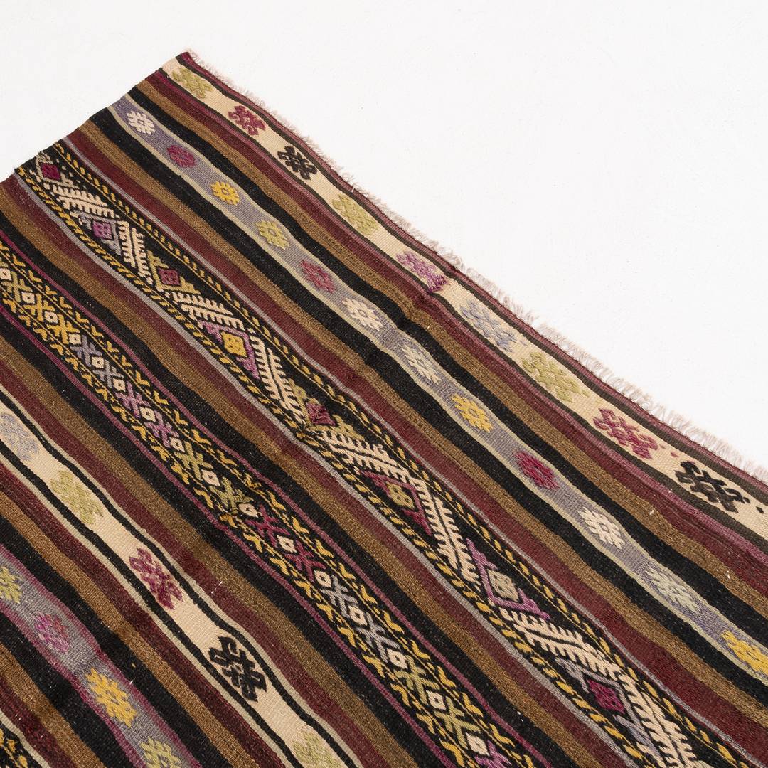 Oriental Kilim Anatolian Handmade Wool On Wool 142 X 165 Cm - 4' 8'' X 5' 5'' Brown C005 ER01