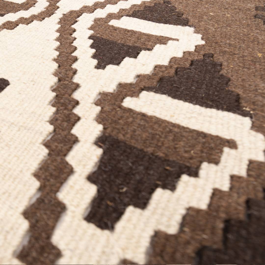 Kilim oriental de Anatolia, hecho a mano, de lana sobre lana, 200 x 215 cm, marrón C005 ER12