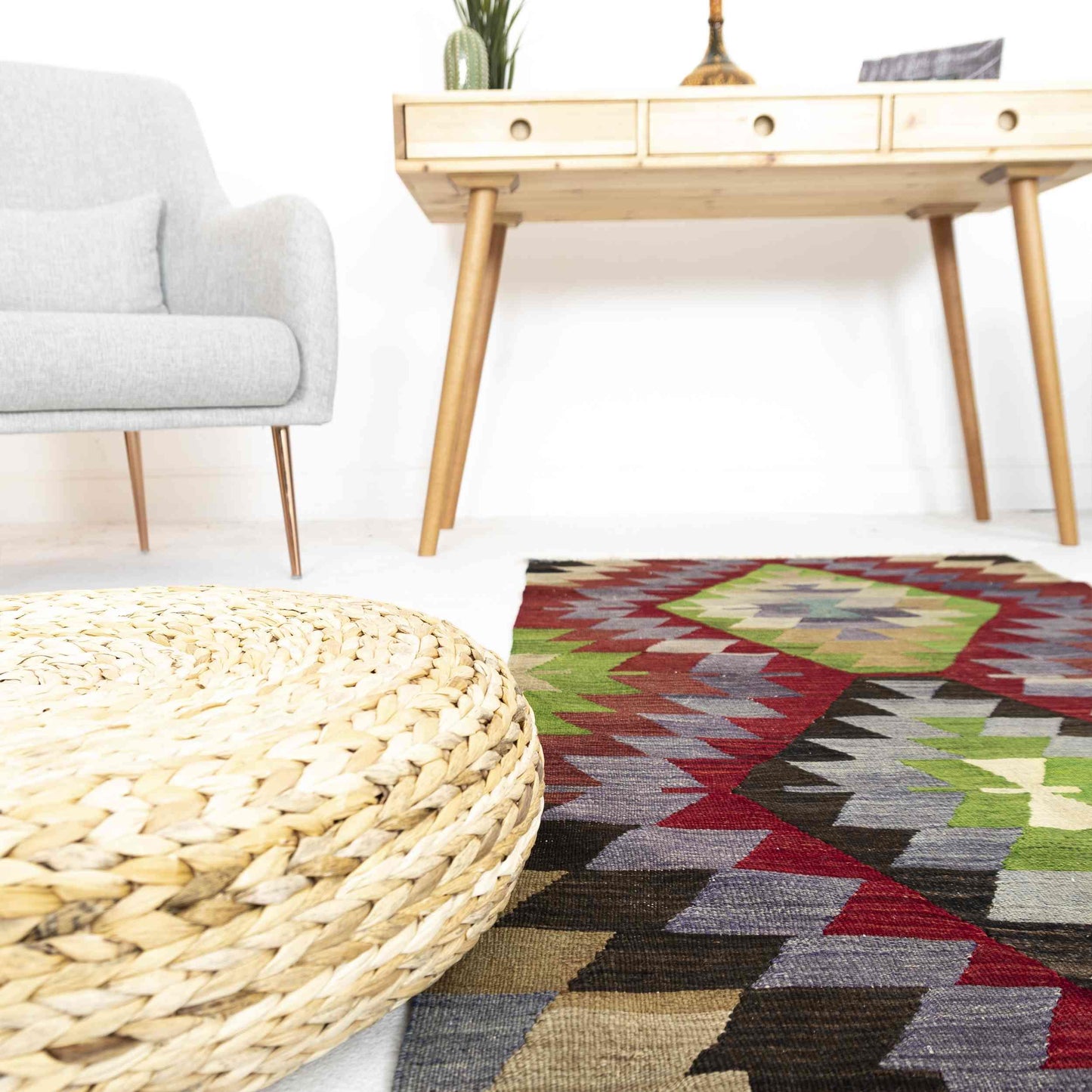 Oriental Kilim Anatolian Handmade Wool On Wool 83 x 295 Cm - 2' 9'' x 9' 9'' Green C001 ER01