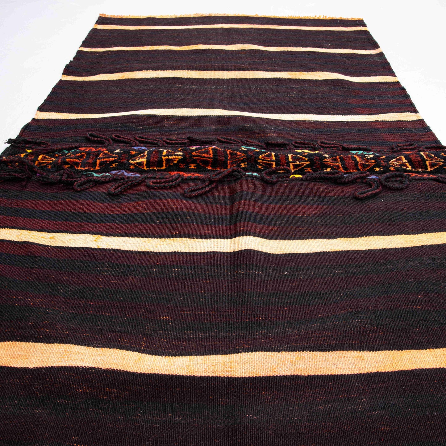 Oriental Kilim Cicim Handmade Wool On Wool 100 X 205 Cm - 3' 4'' X 6' 9'' Black C002 ER01