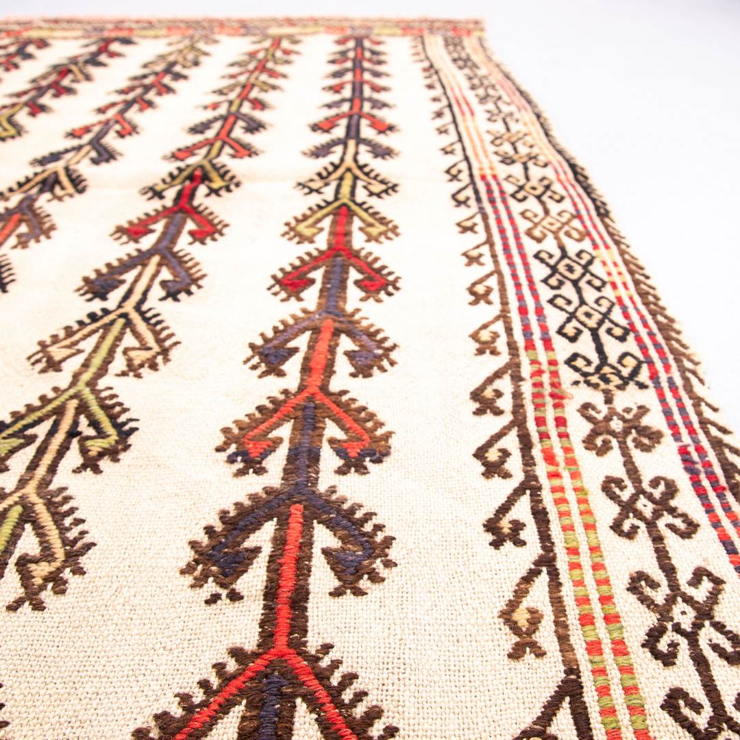 Oriental Kilim Cicim Handmade Wool On Wool 136 X 145 Cm - 4' 6'' X 4' 10'' Sand C007 ER01