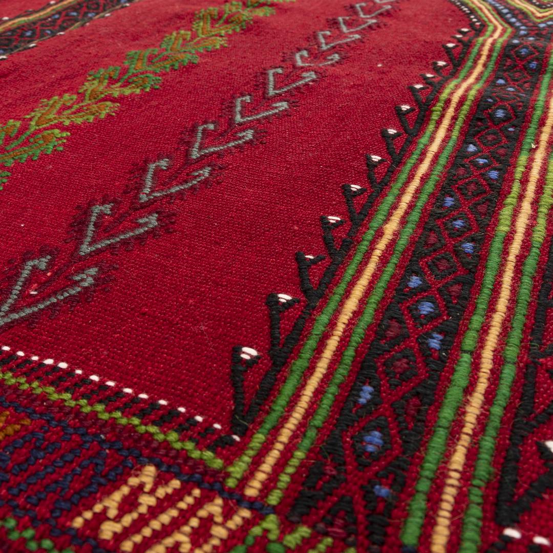 Kilim oriental cicim hecho a mano de lana sobre lana 186 x 242 cm - 6' 2'' X 8' Borgoña C021 ER12