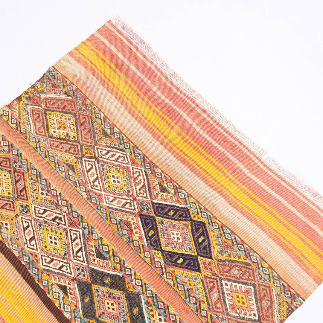 Oriental Kilim Cicim Handmade Wool On Wool 90 X 80 Cm - 3' X 2' 8'' Multicolor C016 ER01