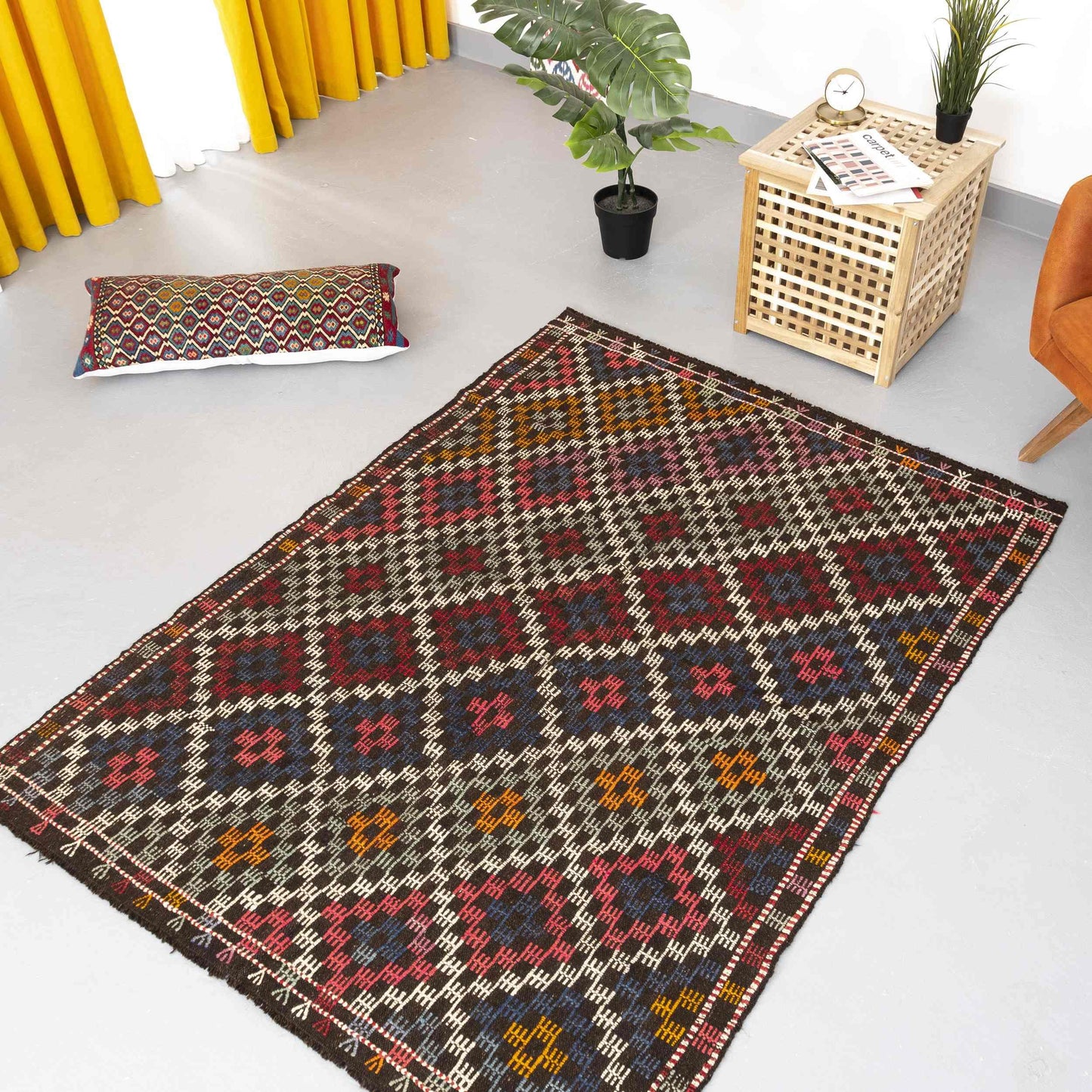 Oriental Kilim Cicim Handmade Wool On Wool 142 X 190 Cm - 4' 8'' X 6' 3'' Multicolor C016 ER01