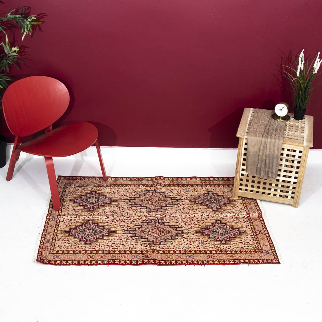Oriental Kilim Sahsevan Handmade Silk On Cotton 103 X 144 Cm - 3' 5'' X 4' 9'' Orange C011 ER01