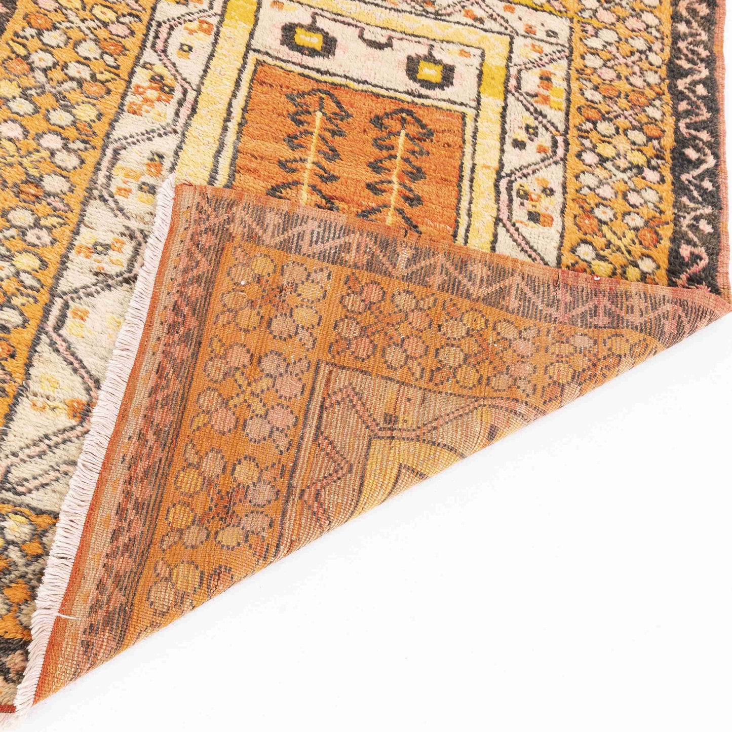 Oriental Rug Anatolian Hand Knotted Wool On Wool 117 X 150 Cm - 3' 11'' X 5' Orange C011 ER01