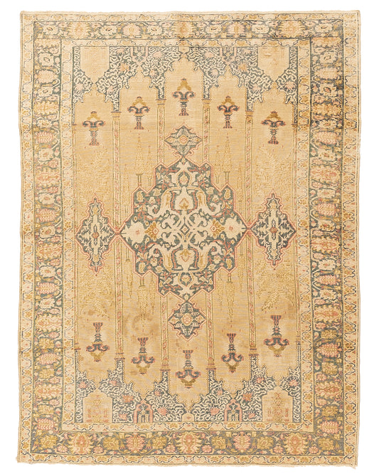 Oriental Rug Anatolian Hand Knotted Wool On Wool 121 X 162 Cm - 4' X 5' 4'' Yellow C006 ER01