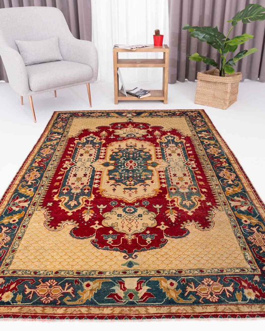 Oriental Rug Anatolian Hand Knotted Wool On Wool 138 X 200 Cm - 4' 7'' X 6' 7'' Red C014 ER01
