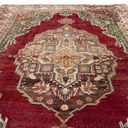Oriental Rug Anatolian Hand Knotted Wool On Wool 139 X 178 Cm - 4' 7'' X 5' 11'' Red C014 ER01