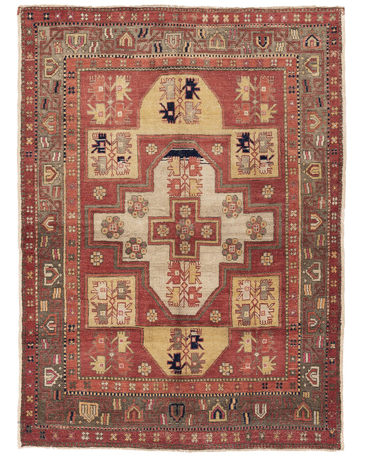 Oriental Rug Anatolian Hand Knotted Wool On Wool 170 X 231 Cm - 5' 7'' X 7' 7'' Red C014 ER12