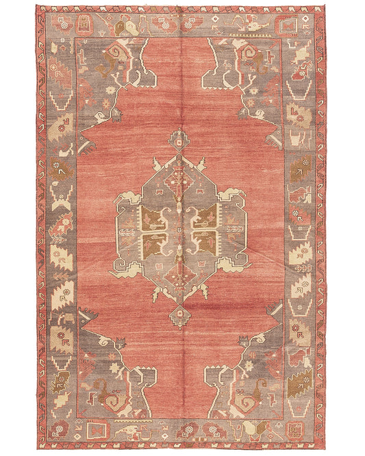 Oriental Rug Anatolian Hand Knotted Wool On Wool 175 X 263 Cm - 5' 9'' X 8' 8'' Orange C014 ER12