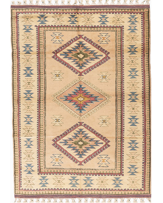 Oriental Rug Anatolian Hand Knotted Wool On Wool 176 X 251 Cm - 5' 10'' X 8' 3'' Sand C007 ER12