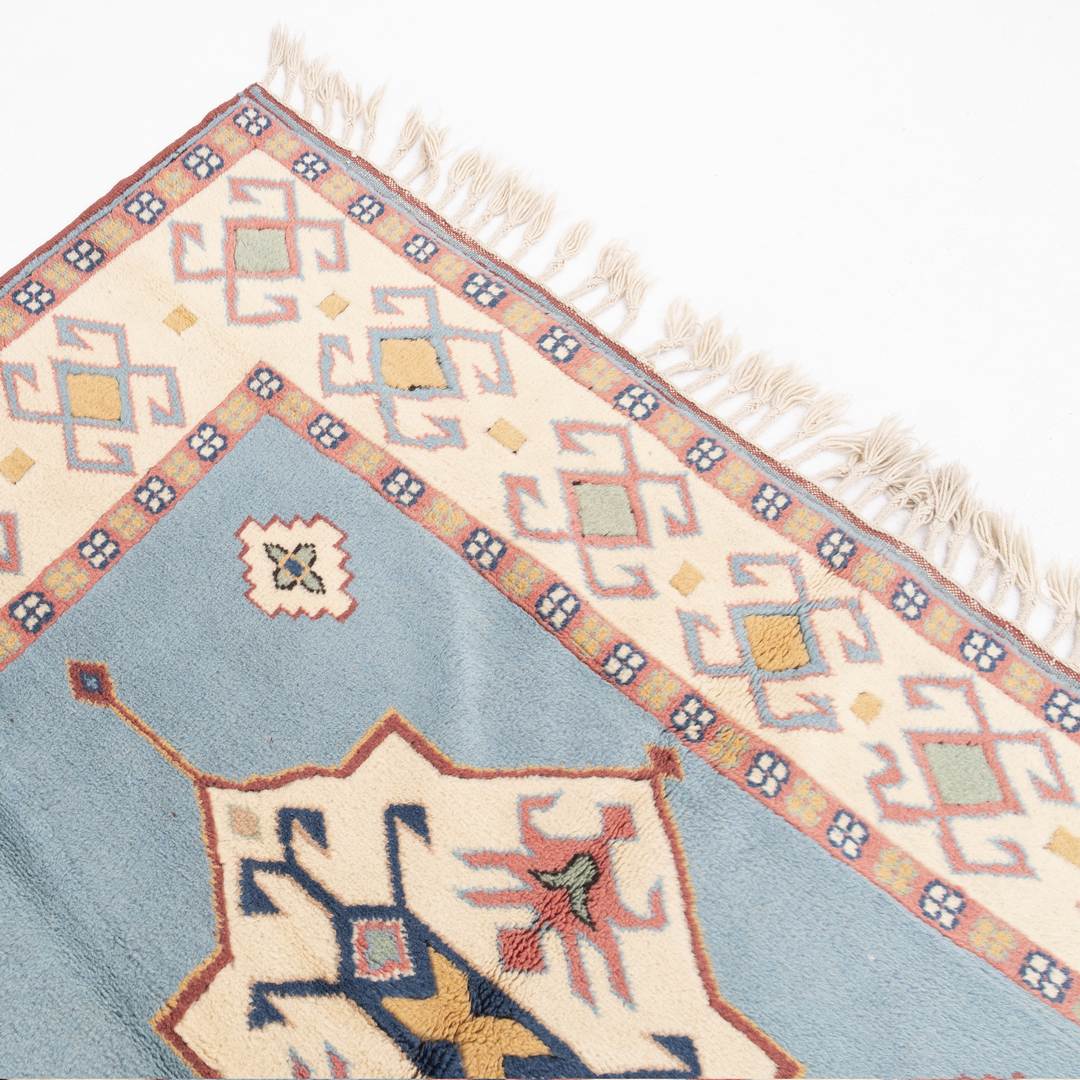 Oriental Rug Anatolian Hand Knotted Wool On Wool 187 X 276 Cm - 6' 2'' X 9' 1'' Light Blue C013 ER12