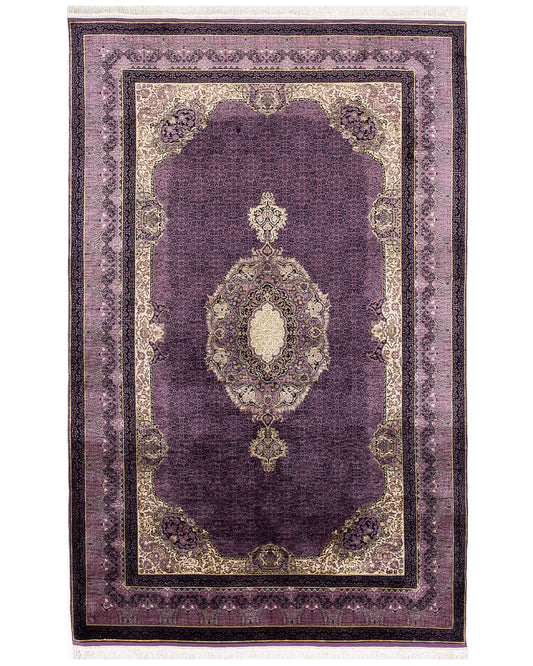 Oriental Rug Anatolian Handmade Pure Silk - 164 X 253 Cm - 5' 5'' X 8' 4'' Purple C017 ER12