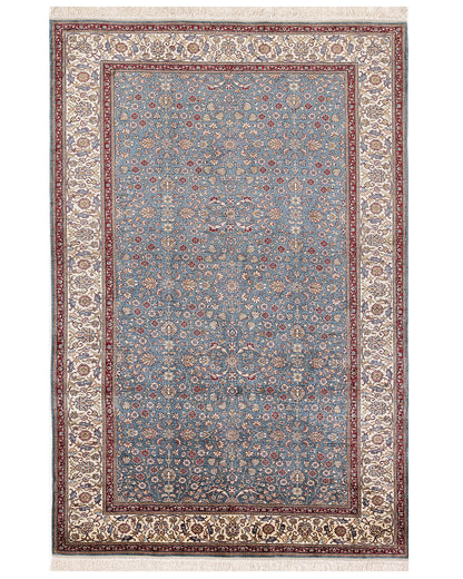 Oriental Rug Anatolian Handmade Pure Silk - 180 X 266 Cm - 5' 11'' X 8' 9'' Light Blue C013 ER12