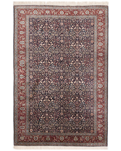 Oriental Rug Anatolian Handmade Pure Silk - 209 X 309 Cm - 6' 11'' X 10' 2'' Black C002  ER23