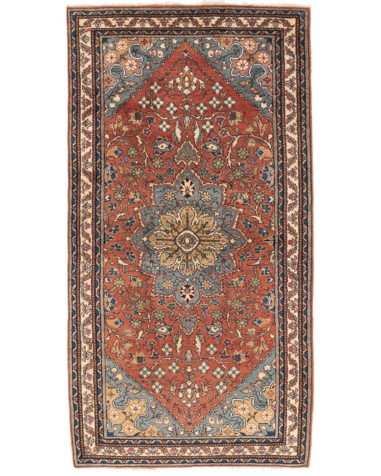 Oriental Rug Anatolian Handmade Wool On Cotton 100 X 192 Cm - 3' 4'' X 6' 4'' Orange C011 ER01