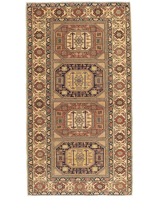 Oriental Rug Anatolian Handmade Wool On Cotton 103 X 190 Cm - 3' 5'' X 6' 3'' Stone C009 ER01