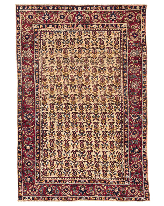 Oriental Rug Anatolian Handmade Wool On Cotton 116 X 167 Cm - 3' 10'' X 5' 6'' Burgundy C021 ER01