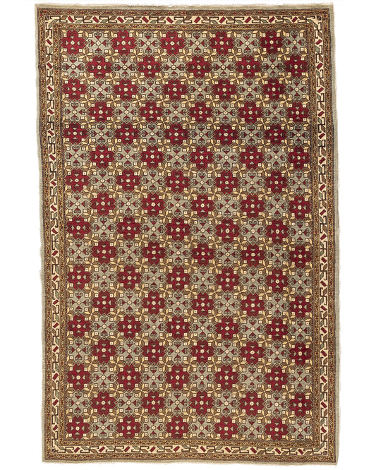 Oriental Rug Anatolian Handmade Wool On Cotton 119 X 175 Cm - 3' 11'' X 5' 9'' Red C014 ER01