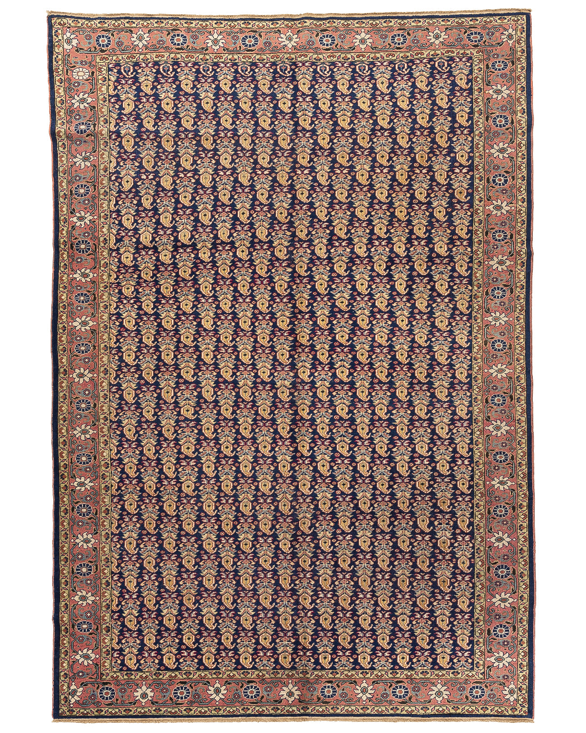 Oriental Rug Anatolian Handmade Wool On Cotton 198 X 290 Cm - 6' 6'' X 9' 7'' Navy Blue C012 ER23