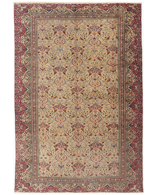 Oriental Rug Anatolian Handmade Wool On Cotton 200 X 286 Cm - 6' 7'' X 9' 5'' Sand C007 ER23