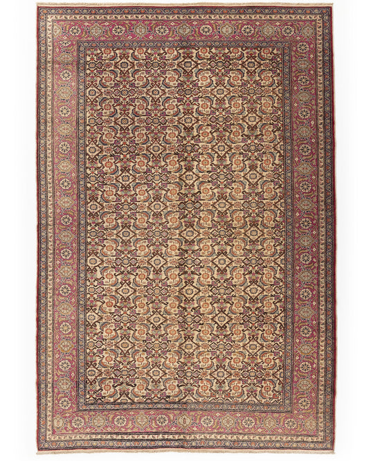Oriental Rug Anatolian Handmade Wool On Cotton 200 X 297 Cm - 6' 7'' X 9' 9'' Sand C007 ER23