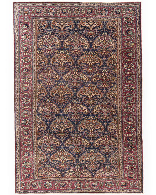 Oriental Rug Anatolian Handmade Wool On Cotton 204 X 293 Cm - 6' 9'' X 9' 8'' Navy Blue C012 ER23