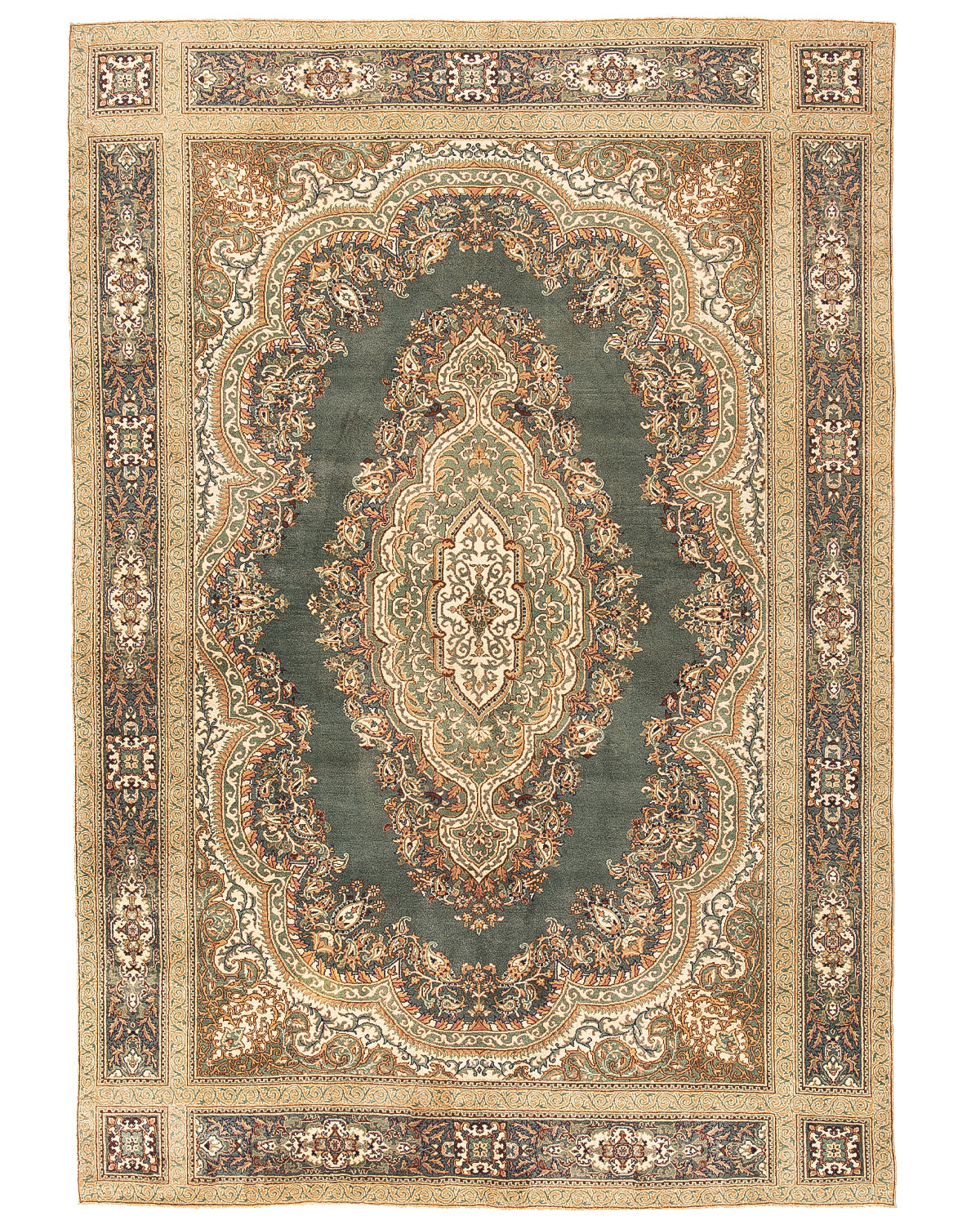 Oriental Rug Anatolian Handmade Wool On Cotton 249 X 353 Cm - 8' 3'' X 11' 7'' Green C001 ER34