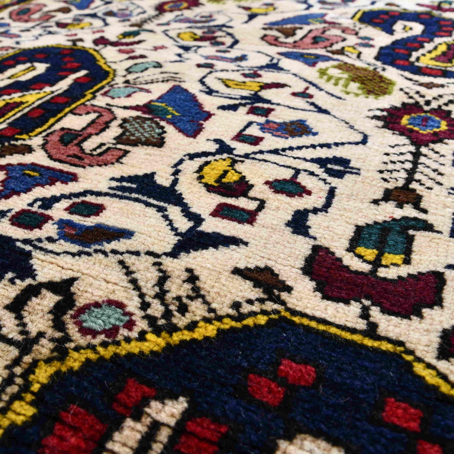 Alfombra oriental de Anatolia hecha a mano de lana sobre lana 107 X 143 cm - 3' 7'' X 4' 9'' Arena C007 ER01
