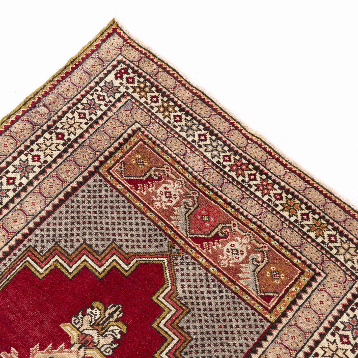 Alfombra oriental de Anatolia hecha a mano de lana sobre lana 109 X 188 cm - 3' 7'' X 6' 3'' Rojo C014 ER01