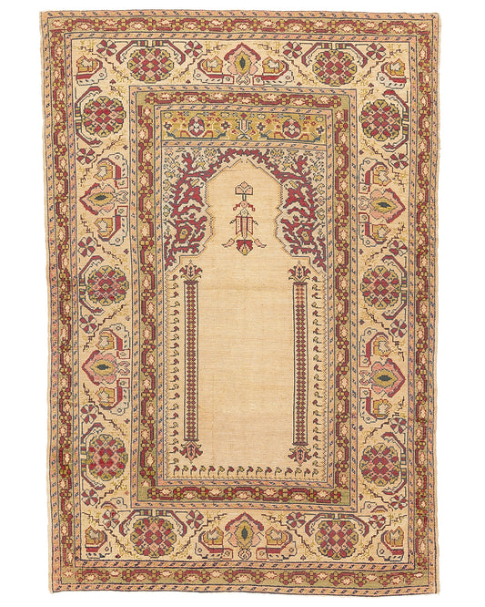 Oriental Rug Anatolian Handmade Wool On Wool 110 X 145 Cm - 3' 8'' X 4' 10'' Stone C009 ER01