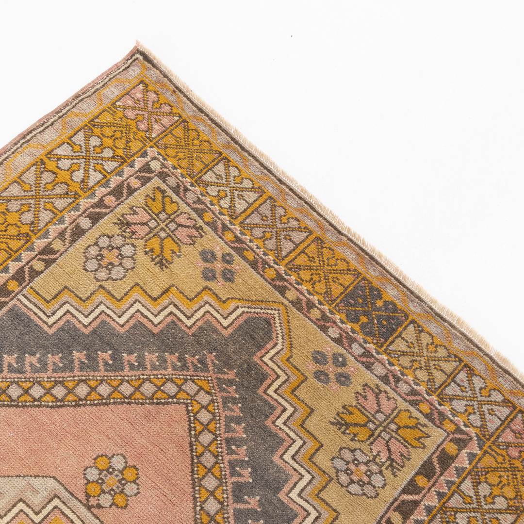 Oriental Rug Anatolian Handmade Wool On Wool 110 X 180 Cm - 3' 8'' X 5' 11'' Yellow C006 ER01