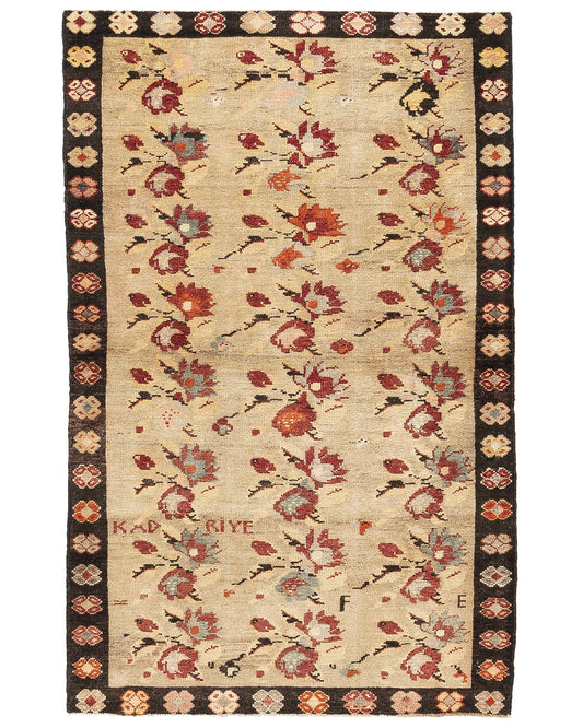 Oriental Rug Anatolian Handmade Wool On Wool 112 X 174 Cm - 3' 9'' X 5' 9'' Sand C007 ER01