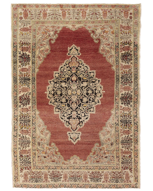 Oriental Rug Anatolian Handmade Wool On Wool 127 X 175 Cm - 4' 2'' X 5' 9'' Sand C007 ER01