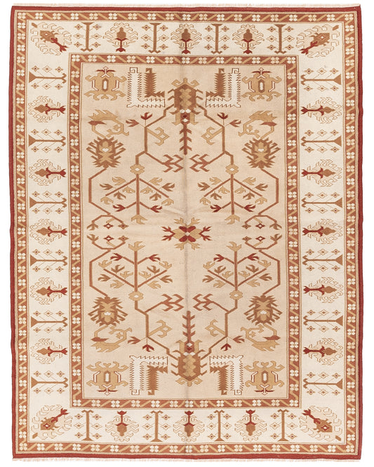 Oriental Rug Anatolian Handmade Wool On Wool 167 X 215 Cm - 5' 6'' X 7' 1'' Sand C007 ER12