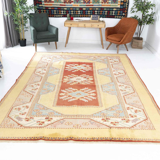 Oriental Rug Anatolian Handmade Wool On Wool 253 X 335 Cm - 8' 4'' X 11' Yellow C006 ER23