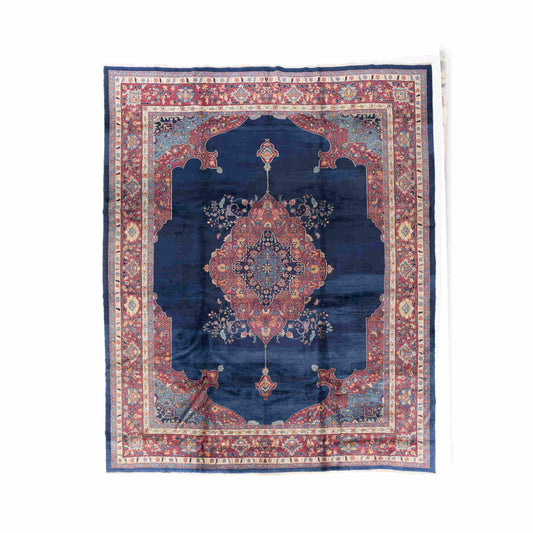 Oriental Rug Anatolian Handmade Wool On Wool 313 X 389 Cm - 10' 4'' X 12' 10'' Navy Blue C012 ER34