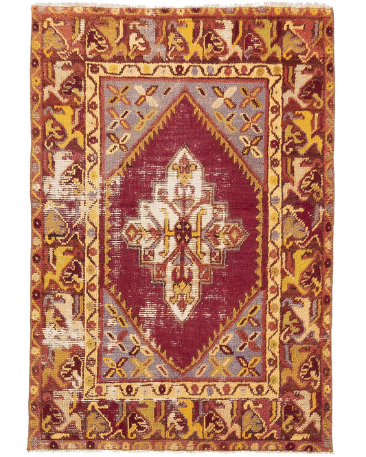 Oriental Rug Anatolian Handmade Wool On Wool 85 X 125 Cm - 2' 10'' X 4' 2'' Red C014 ER01