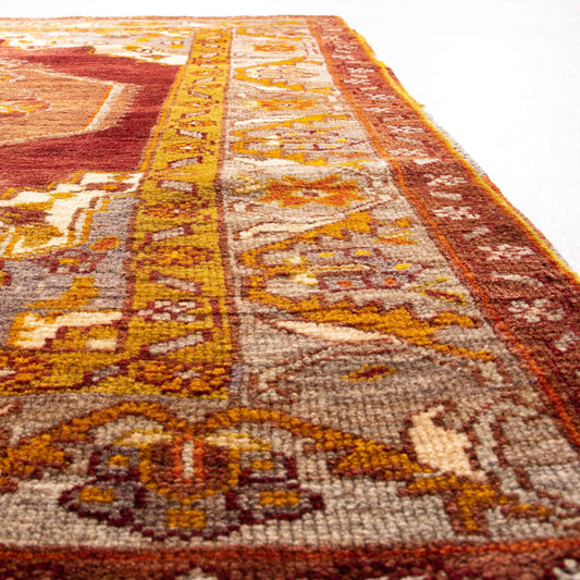 Oriental Rug Anatolian Handwoven Wool On Wool 130 x 155 Cm - 4' 4'' x 5' 2'' Red C014 ER01