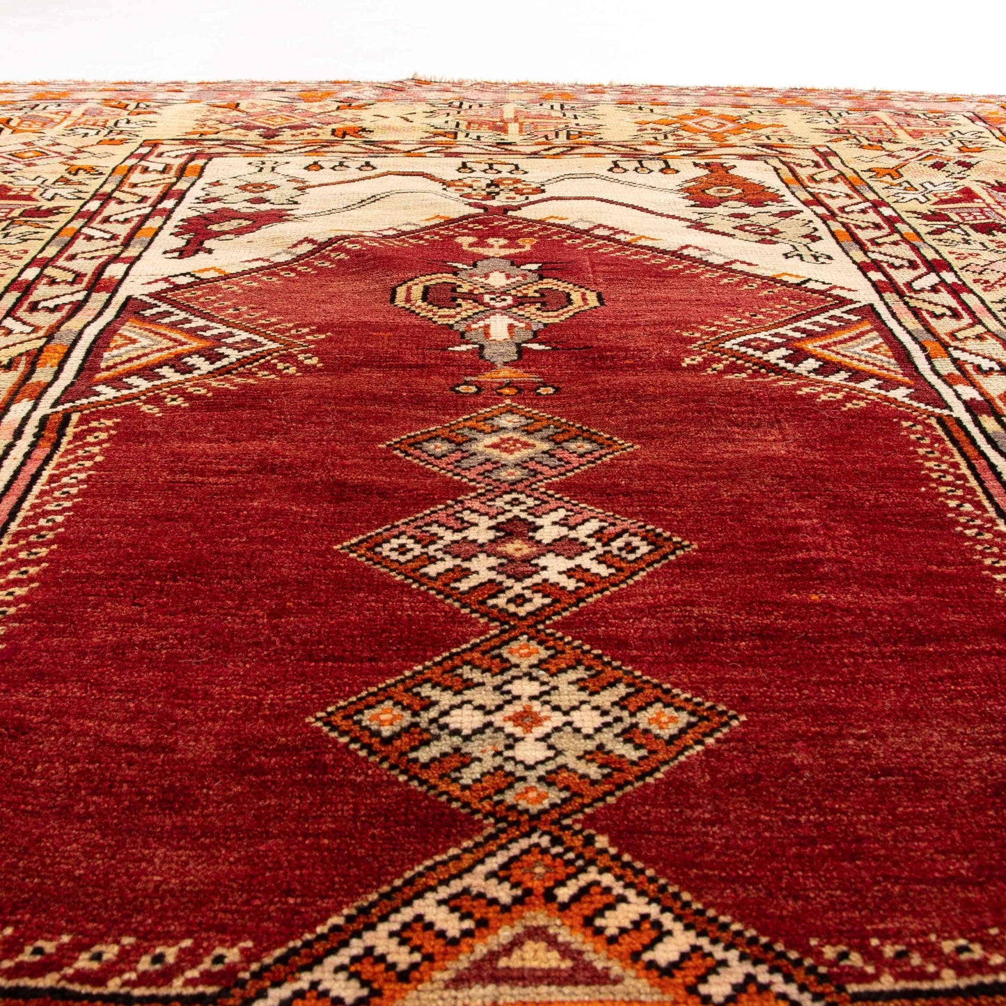 Oriental Rug Anatolian Handwoven Wool On Wool 131 x 170 Cm - 4' 4'' x 5' 7'' Red C014 ER01