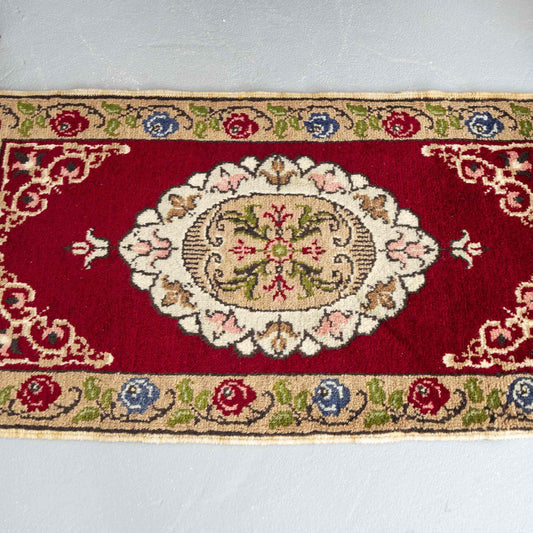 Oriental Rug Anatolian Handwoven Wool On Wool 55 x 90 Cm - 1' 10'' x 3' Red C014 ER01